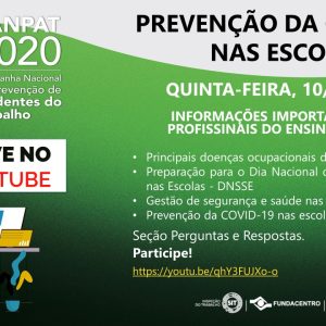LIVE no YOUTUBE – Prevenção da COVID-19 nas escolas