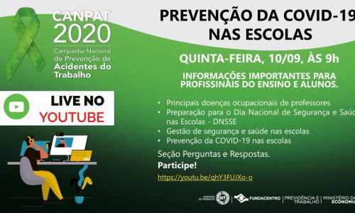 LIVE no YOUTUBE – Prevenção da COVID-19 nas escolas